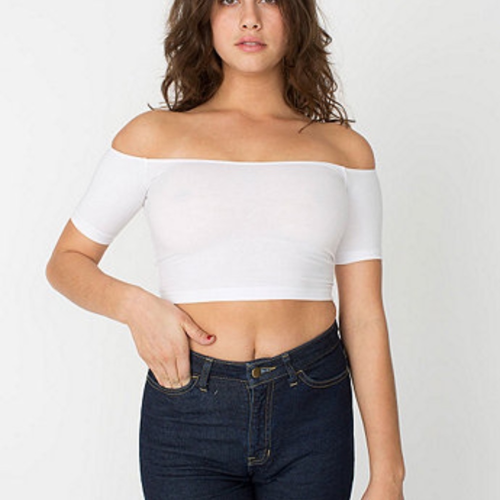 American Apparel Off the Shoulder Crop Top